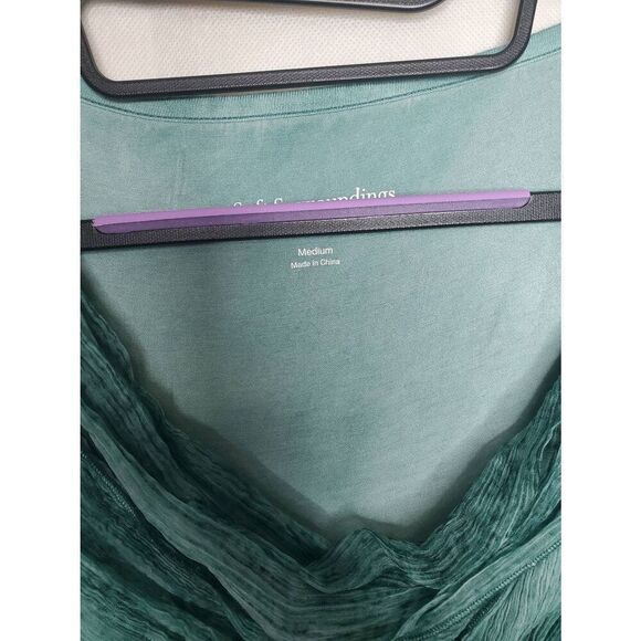 Soft Surroundings Silk Beaux Arts Cowl Neck Embellished Green Fairy Tunic Top - Picture 2 of 6